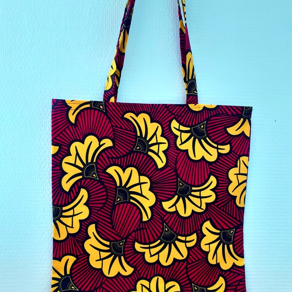 ENVOI RAPIDE Tote bag, just bag, sac de courses, cabas, fourre-tout en wax style africain.fleurs de mariage