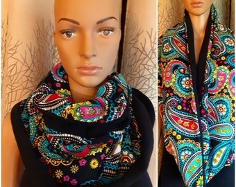 FAST SHIPPING Scarf 2 rounds polar velvet very hot double thickness with African wax bogolan.