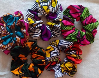 XL scrunchy, scrunchie, headband in African wax style wedding flowers