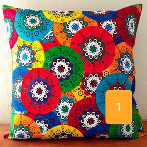 Plusieurs dimensions housse de coussin en wax 40X40 30x50 45X45 50X50 60X60 style africain fleurs de mariage Color 1