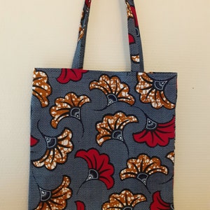 ENVOI RAPIDE Tote bag, sac de courses, cabas, fourre-tout en Wax batik style africain fleurs de mariage . Cadeau gift mode image 2