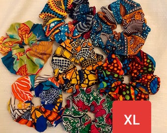XL scrunchy, scrunchie, headband in African wax style wedding flowers, loincloth