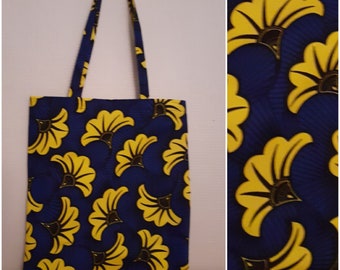 ENVOI RAPIDE Tote bag, just bag, sac de courses, cabas, en wax style africain fleurs de mariage.