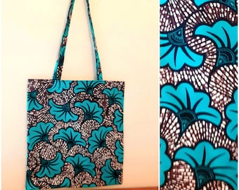 ENVOI RAPIDE Tote bag, just bag, sac de courses, cabas, en wax style africain fleurs de mariage.