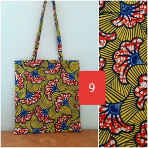 ENVOI RAPIDE Tote bag, just bag, sac de courses, cabas, en wax style africain fleurs de mariage. Cadeau gift mode Color 9