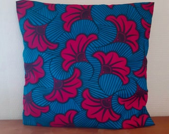 Housse de coussin 40X40  cm ou 16X16 pouces  en wax style africain fleurs de mariage