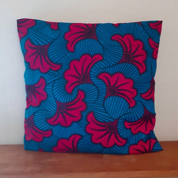 Kussenhoes 40X40 cm of 16X16 inch in wax bruidsbloemen in Afrikaanse stijl