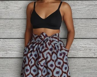 Two lengths of wax print skirt, African style, congress print