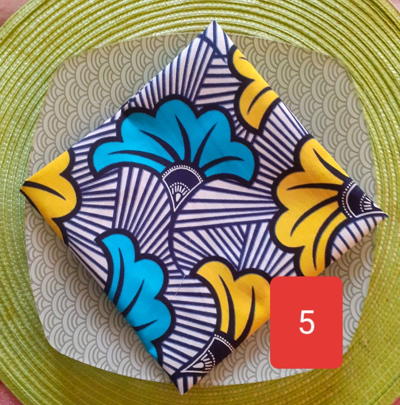 Serviette de table en tissu coton wax style africain fleurs de mariage image 6