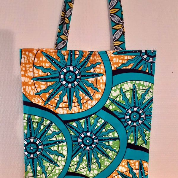FAST SHIPPING Tote bag, just bag, shopping bag, tote, tote in wax African style rosette.