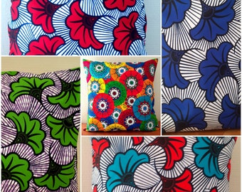 Plusieurs dimensions housse de coussin en wax 40X40 30x50 45X45 50X50 60X60  style africain fleurs de mariage