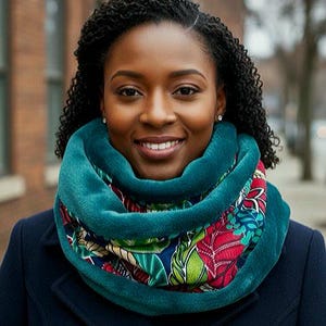 Maxi snood 2 wraps unissex em cera e veludo de estilo africano