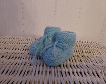 Baby - Blue - knit baby booties
