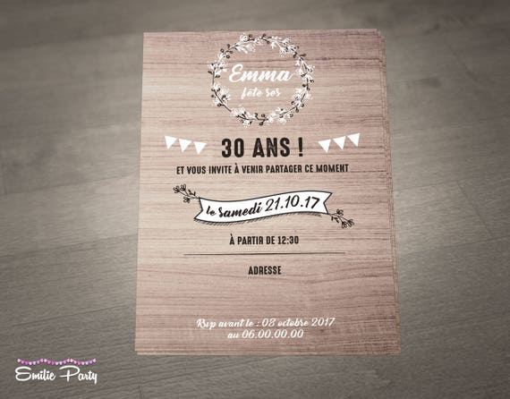 rustic birthday invitation nature personalized print etsy