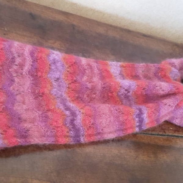 ECHARPE TRICOT ROSE mohair soie