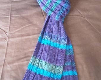 TURQUOISE SCARF HANDKNITTED with wool
