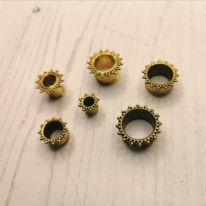 Gold Brass Afghan Ear Tunnels,Brass Ear Plugs, Plugs,Tunnels,Stretchers,Flesh Tunnels,BodyJewellery,GaugeJewelry,Gauges,14mm,16mm