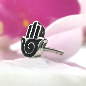 Hamsa Hand Silver Nose Stud, Body Jewelry, Nose Bones, Tribal Nose Jewelry, Nose Piercing