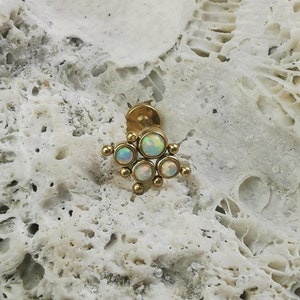 Diamond Opalite Labret,Tragus,Medusa,Monroe,Gold Plated Stainless Steel Piercing,Body Jewellery,Threaded pin,Threaded end
