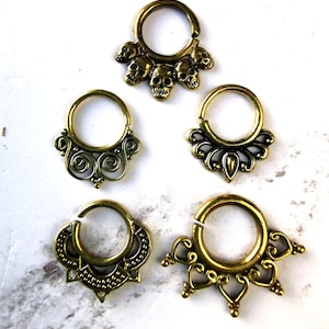 Brass Septum Ring,Set of five,Septum,Handmade, Brass Septum Ring, Septum Ring Piercing, Gold septum ring, Cuff,Tragus,Helix,Conch, Rook