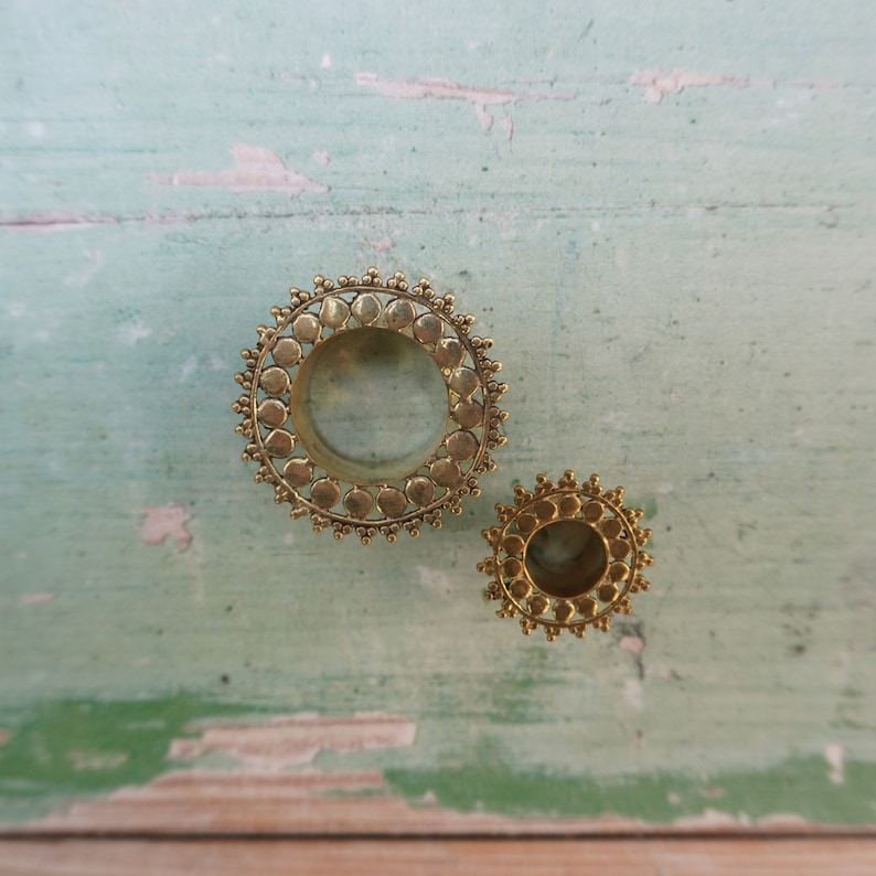 Brass Mandala Ear Tunnel Tribal Brass Ear Tunnel Tribal Etsy