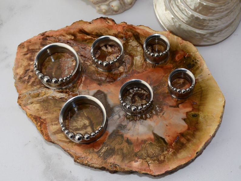 Silver Stainless Steel Tunnels,14mm,16mm,22mm,25mm,Eyelets,Gauge Jewelry,Dotted tunnel,Metal tunnels image 1