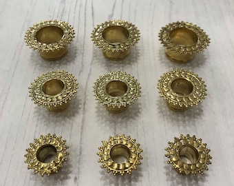 Brass Mandala Ear Tunnel, Tribal Brass Ear Tunnel, Tribal Flesh Tunnel, Tribal Brass Plug, Ear Gauges,10mm,14mm,16mm,18mm,20mm