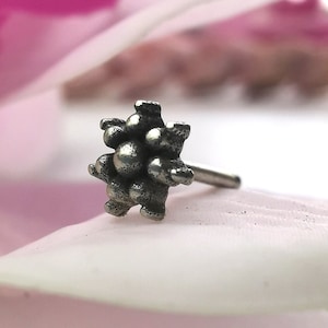 Henna Sun Silver Nose Stud, joias para o corpo, ossos do nariz, joias tribais para nariz, piercing no nariz