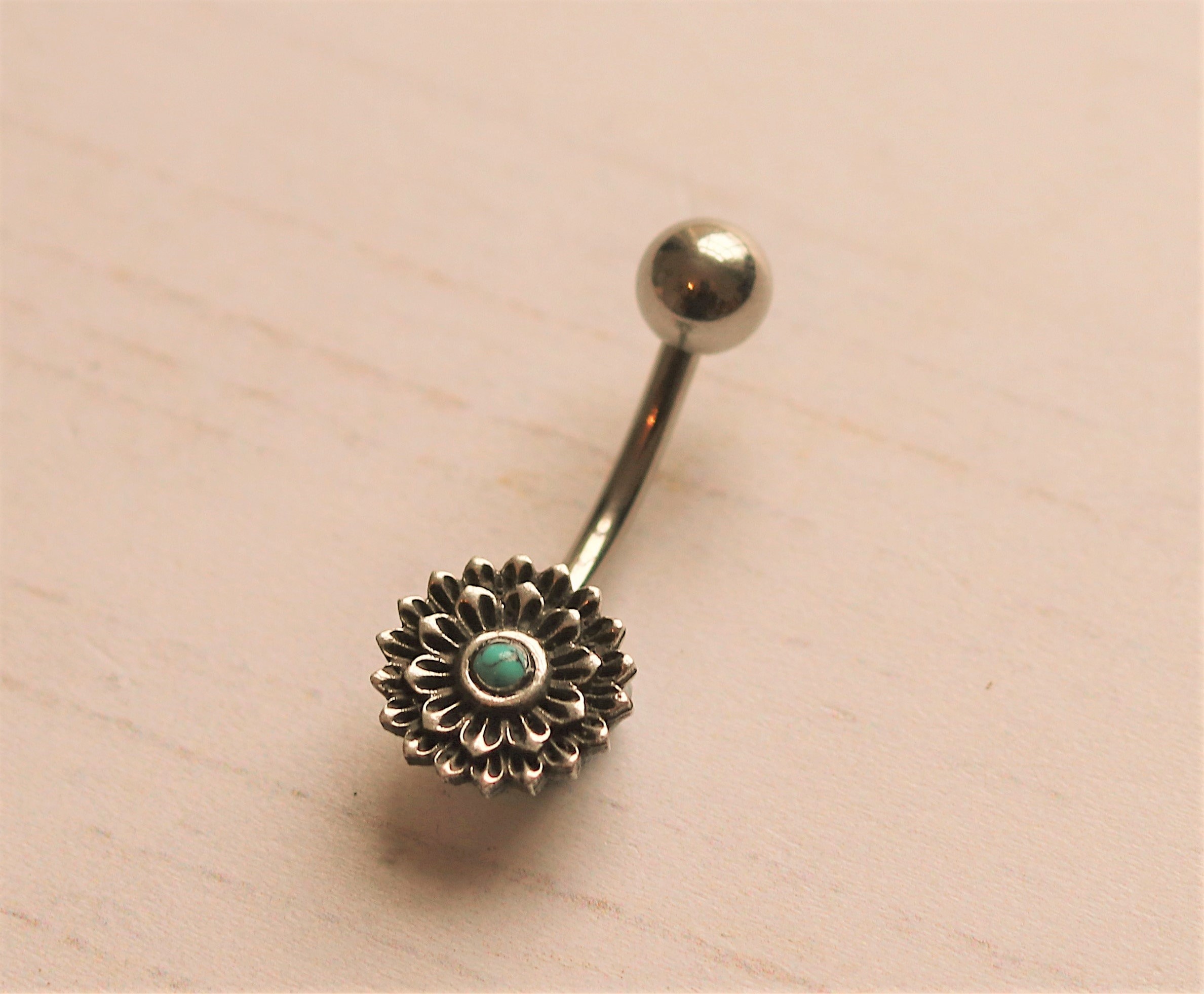 Navel Belly Button Ring Crystal Flower Dangle Bar Barbell Body Piercing  Jewelry✿