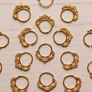 Gold Plated Septum,Gold Piercing,Gold Septums,Body Jewellery,18g Septums,Nose Rings, 1mm Septum, Mandala Septum Ring, Sold Individually