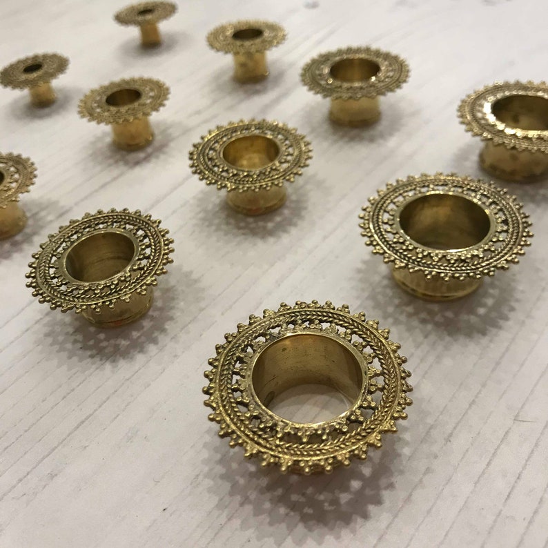 Brass Tunnelsbrass Ear Plugs Plugstunnelsstretchersflesh Etsy