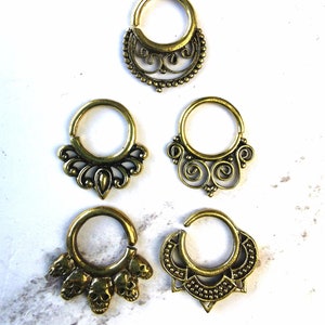 Brass Septum Ring,Set of five,Septum,Handmade, Brass Septum Ring, Septum Ring Piercing, Gold septum ring, Cuff,Tragus,Helix,Conch, Rook