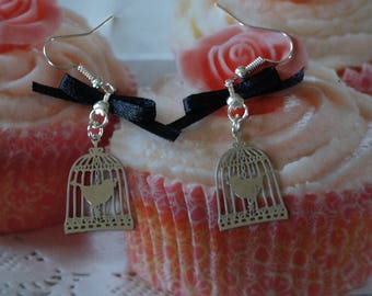 Bird cages pierced earrings