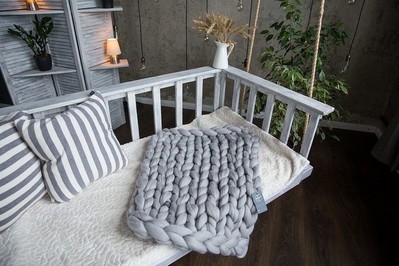 King size throw blankets Arm knitted comforter Big wool ...