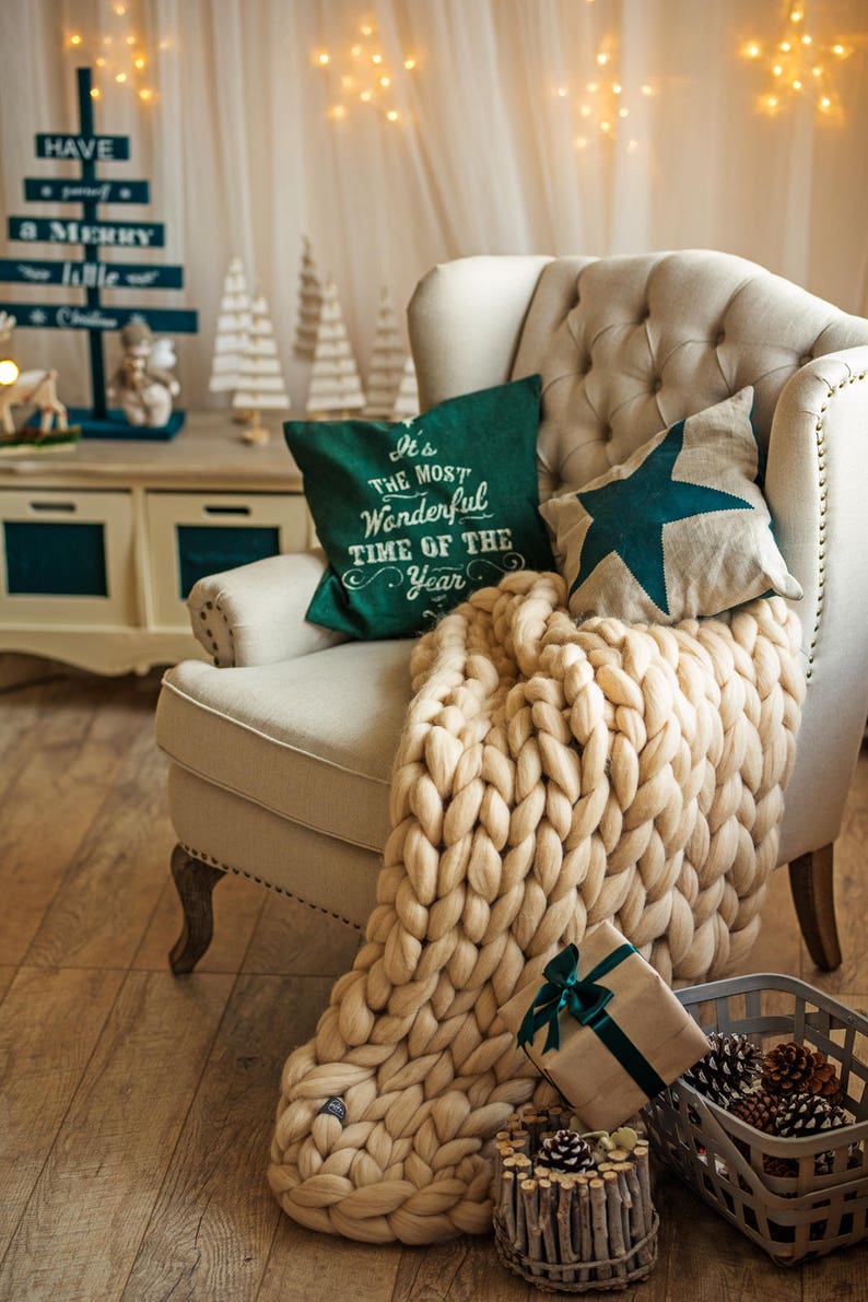 Queen Chunky Throw Blankets Merino Woollen Bed Throw for Etsy