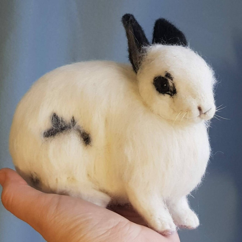 Rabbit Custom made Rabbits cuddle sculpture Hare toys Needle felted Bunny Pet Replica Stuffed Animal Bunny Portrait Bunny custom clone