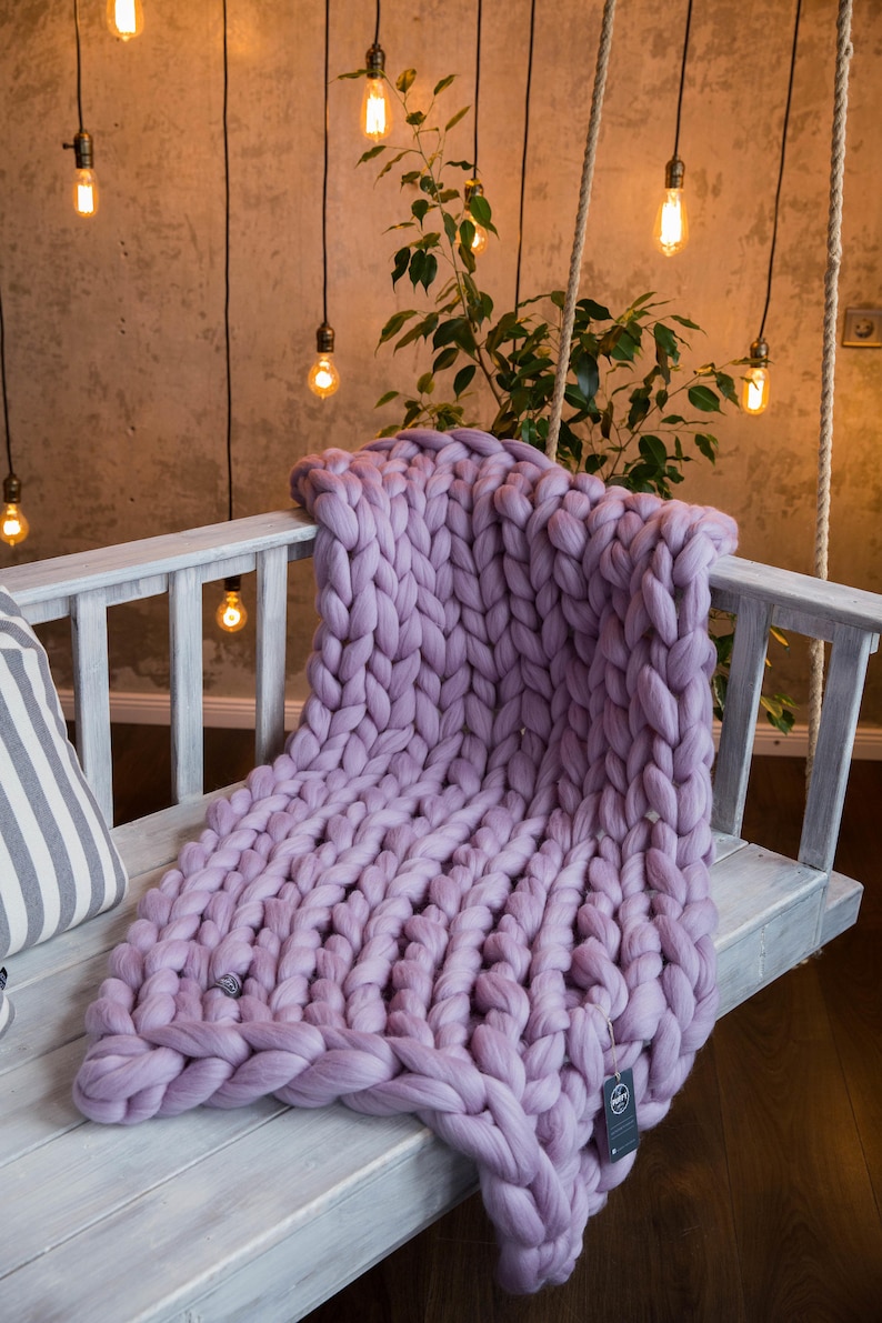 Queen Chunky Throw Blankets Merino Woollen Bed Throw for Etsy