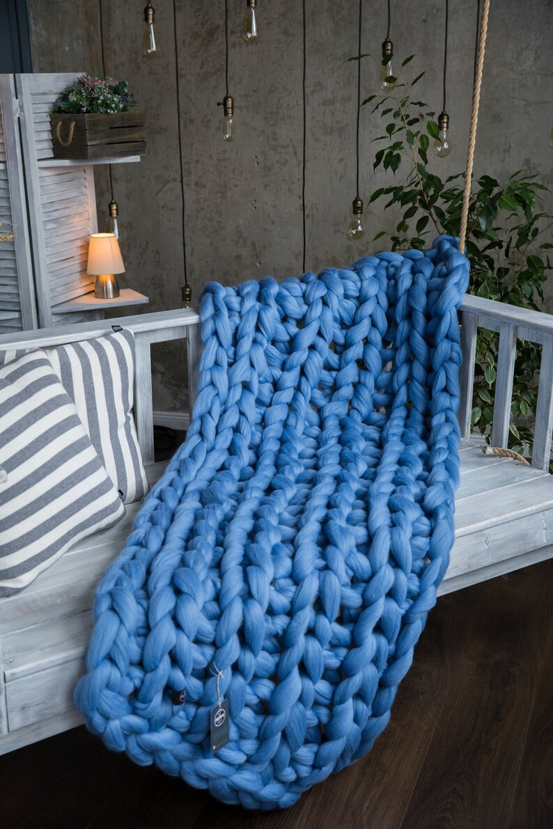 Queen Chunky Throw Blankets Merino Woollen Bed Throw for Etsy