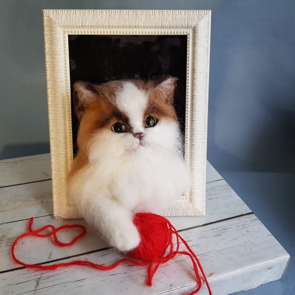 Custom Cat Needle Felt Framed Dog Sculpture In Frames 3d Pet Etsy
