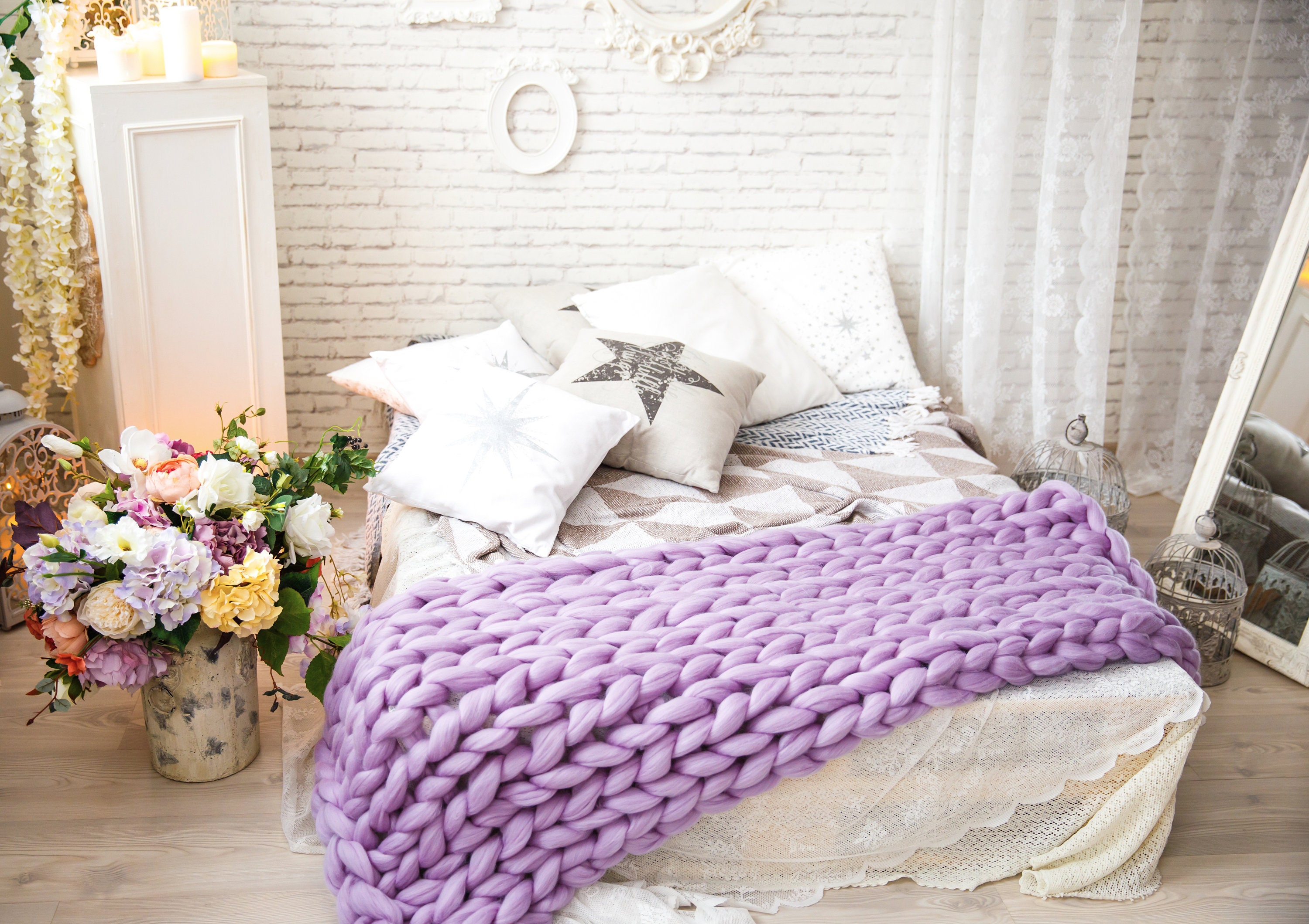 Weighted throw Queen size Big blanket for bed Knitted | Etsy