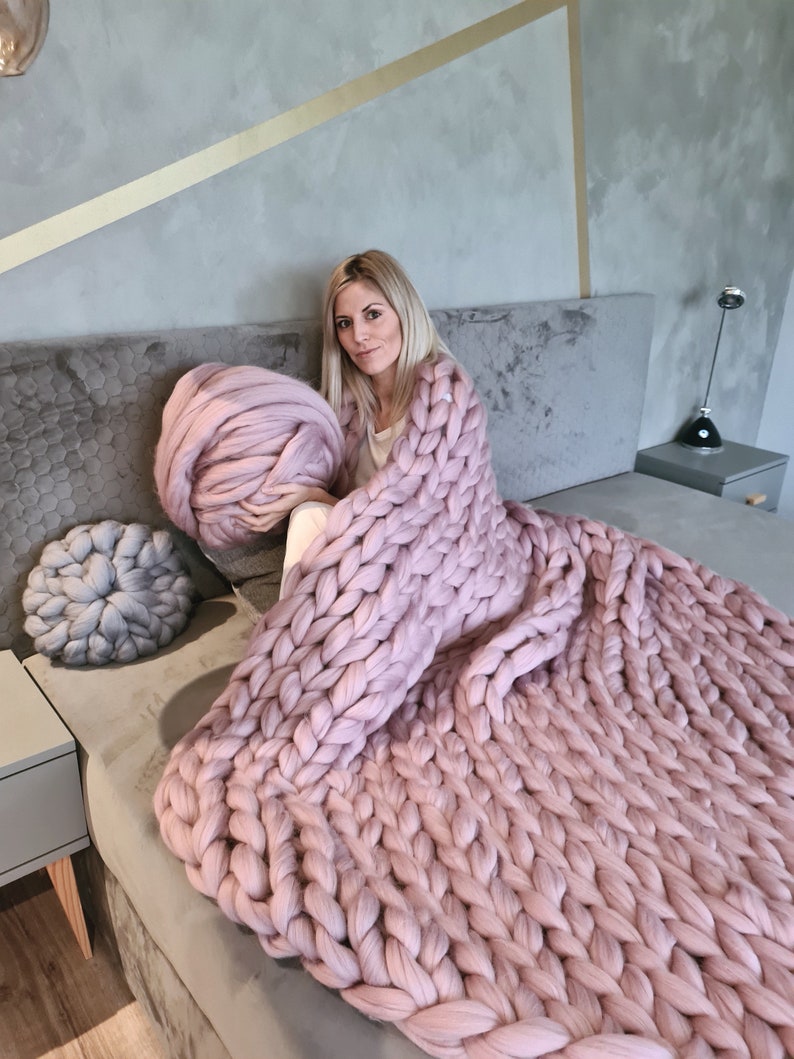 Weighted throw Queen size Big blanket for bed Knitted Etsy