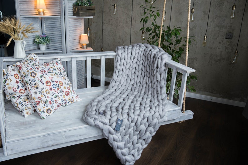 Modern Bulky Wool Throw Wool Sample Knitted Big Loop Blanket Etsy