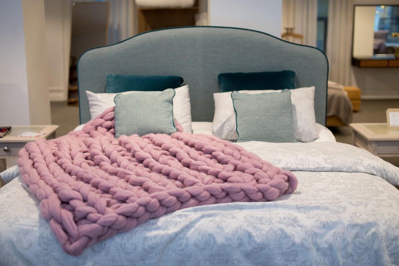 Modern Bulky Wool Throw Wool Sample Knitted Big Loop Blanket Etsy