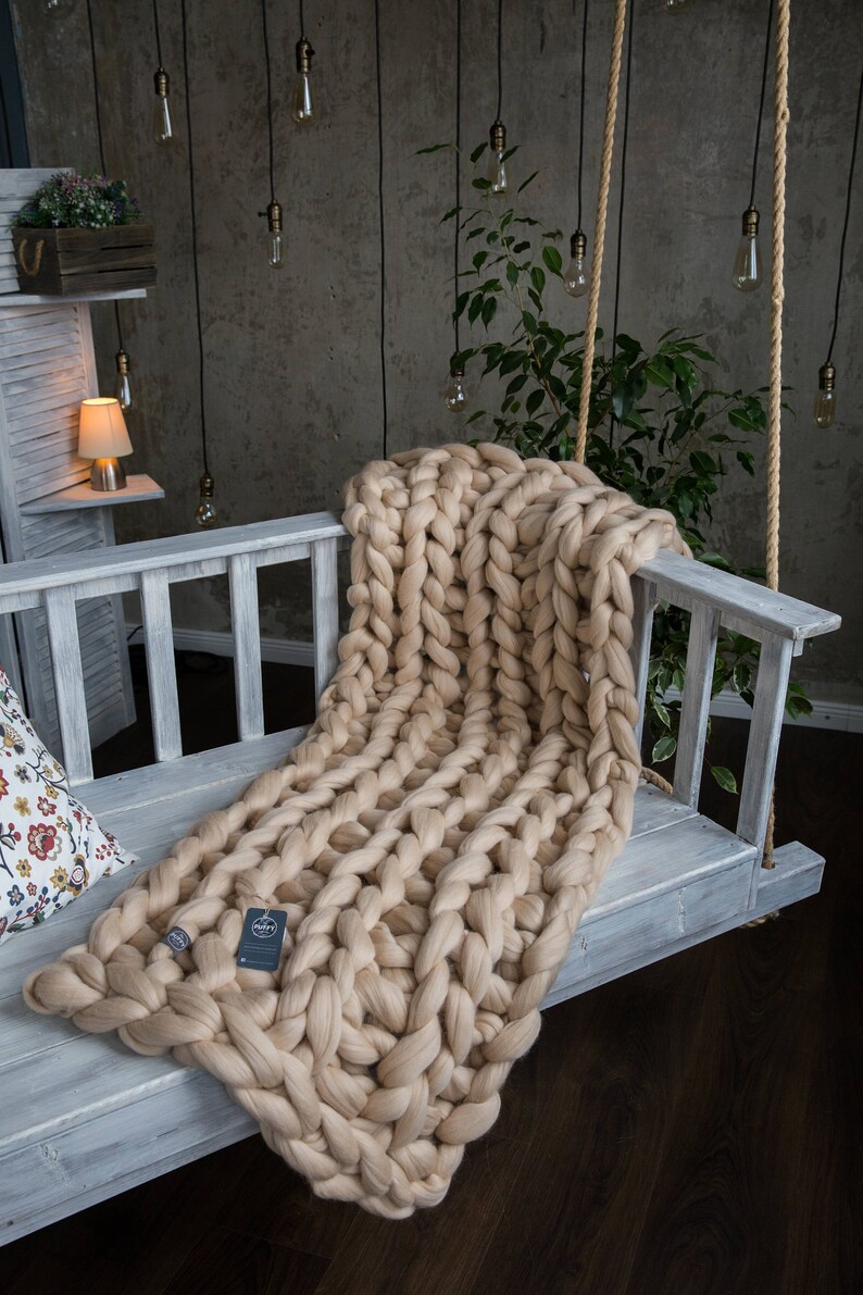 Queen Chunky Throw Blankets Merino Woollen Bed Throw for Etsy