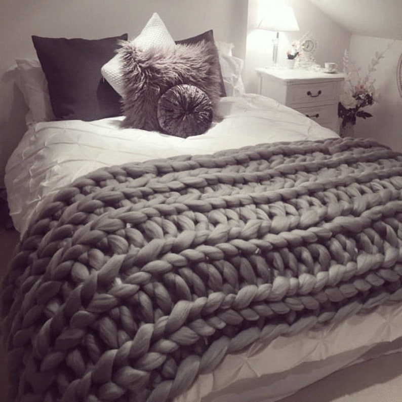 Queen Chunky Throw Blankets Merino Woollen Bed Throw for Etsy