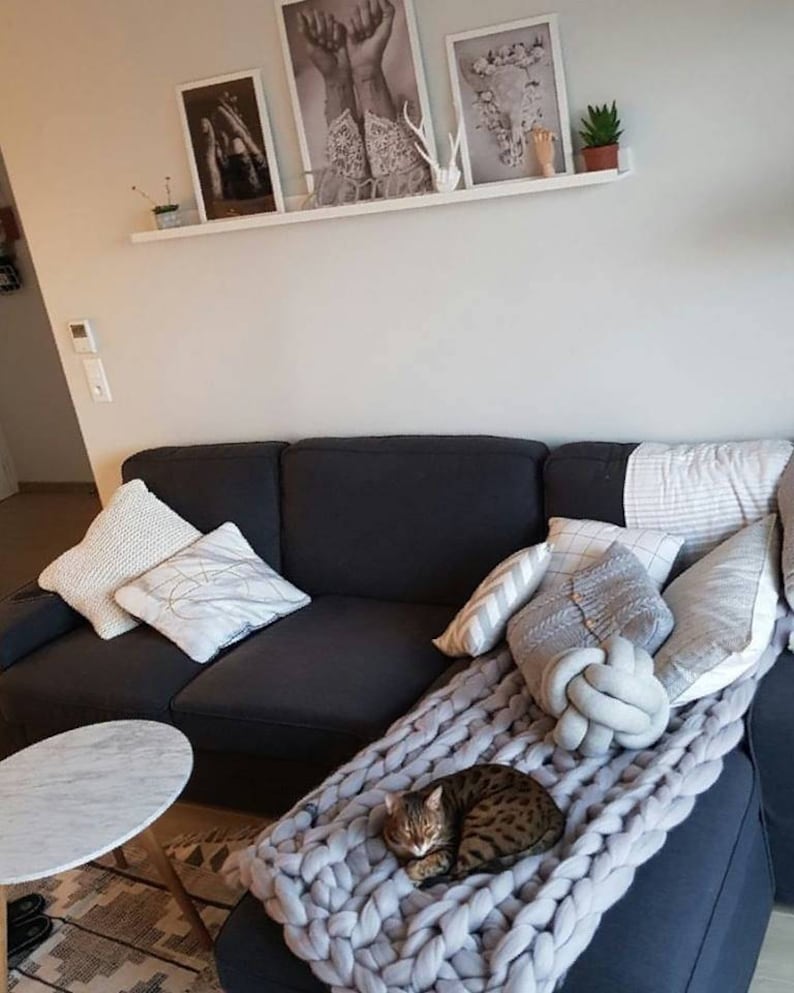 Gray Chunky Throw Blankets Grey Sofa Throws Couch Covers Image 0