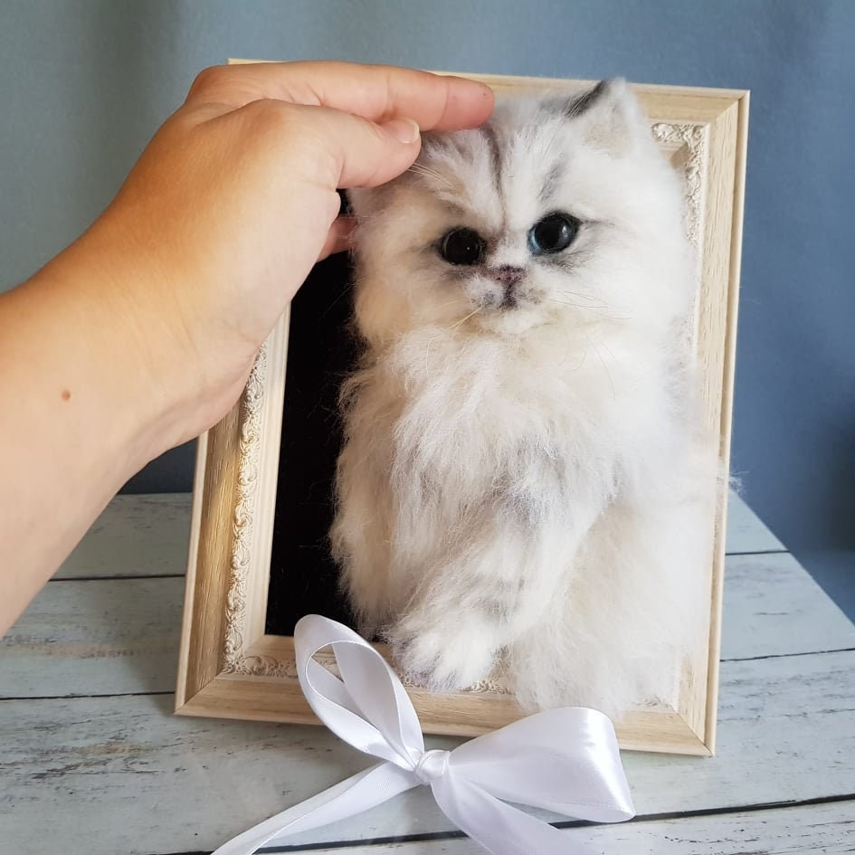 Custom Cat Needle Felt Framed Dog Sculpture In Frames 3d Pet Etsy