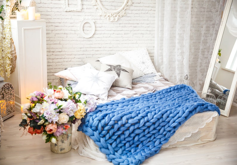 Merino wool blankets Giant knit for king bed King size Etsy
