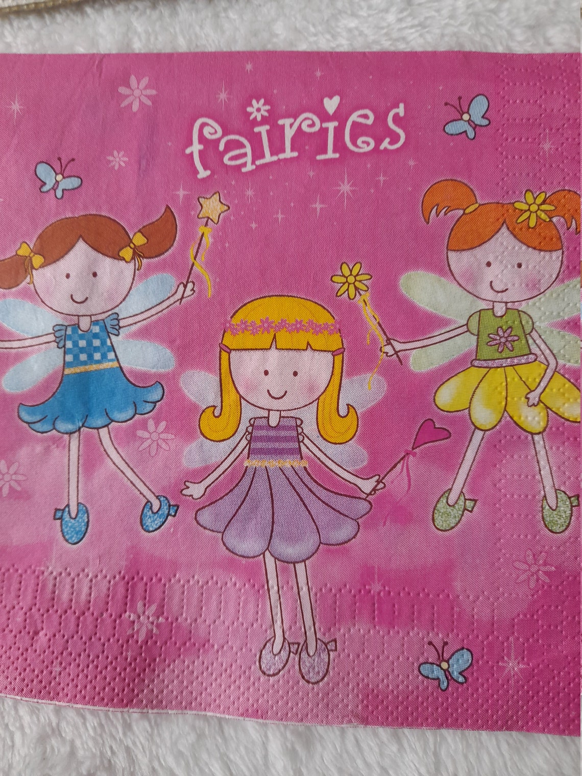 Decoupage napkins fairy princess pink box of 10 napkins from Etsy