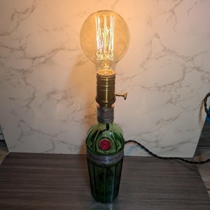 Upcycled Gin | Rum | Tequila | Whisky Bottle Table Lamp with Retro twisted switch, Birthday Gift, Anniversary Gift, Housewarming gift